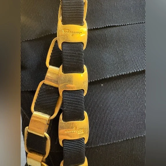 Salvatore Ferragamo Black and Gold Accent Bag - Picture 13 of 17